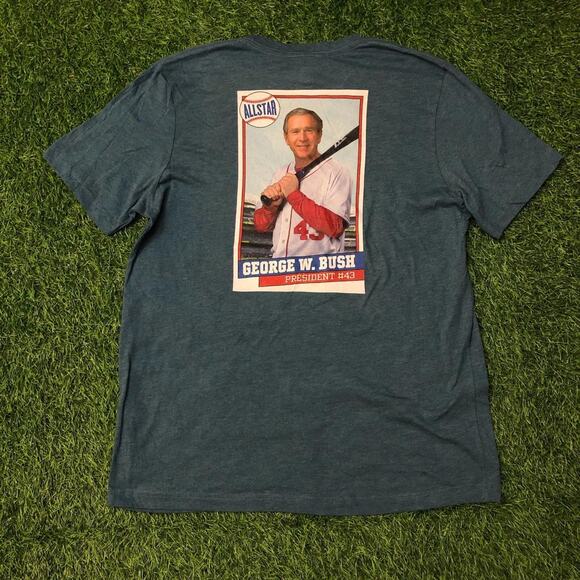 Blue George W. Bush ‘All Star Baseball Card’ Graphic Tee - Picture 2 of 5